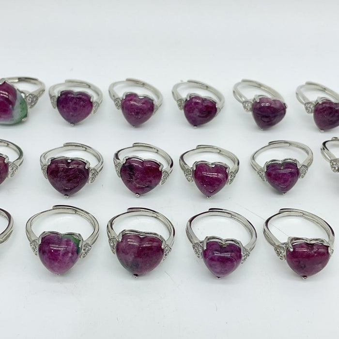 20 Pieces High Quality Ruby Zoisite Heart Shape Ring