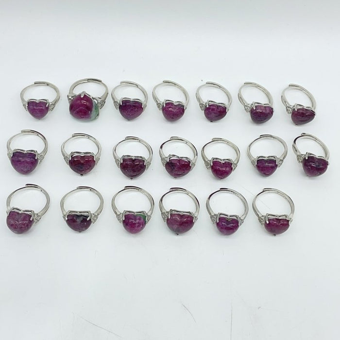 20 Pieces High Quality Ruby Zoisite Heart Shape Ring
