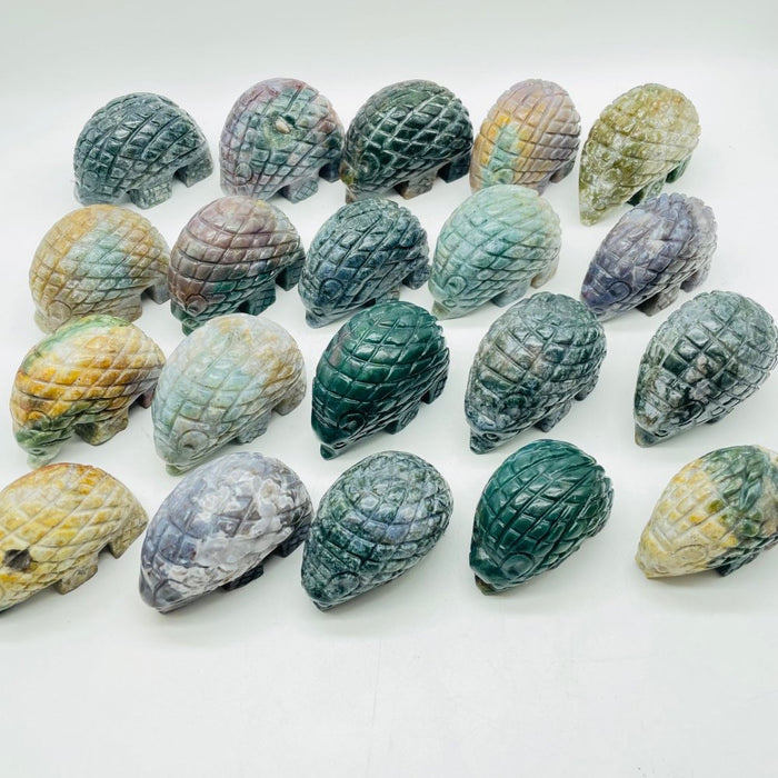 20 Pieces Large Ocean Jasper Hedgehog Carving