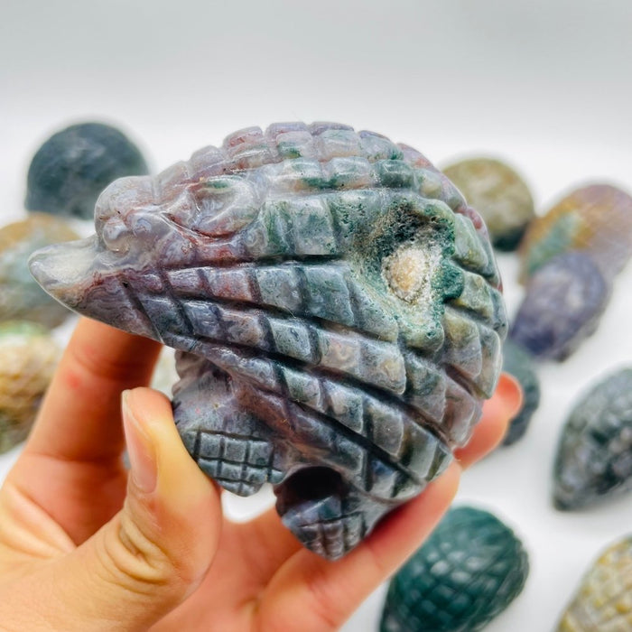 20 Pieces Large Ocean Jasper Hedgehog Carving