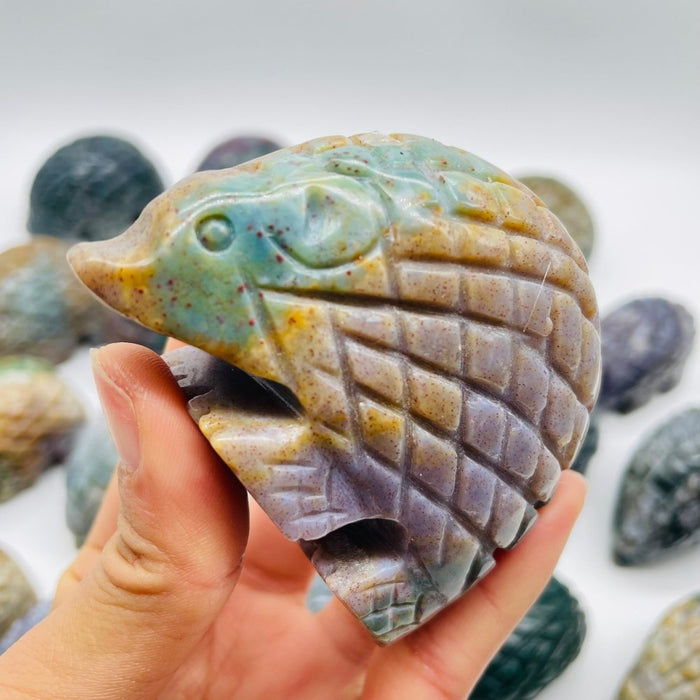 20 Pieces Large Ocean Jasper Hedgehog Carving