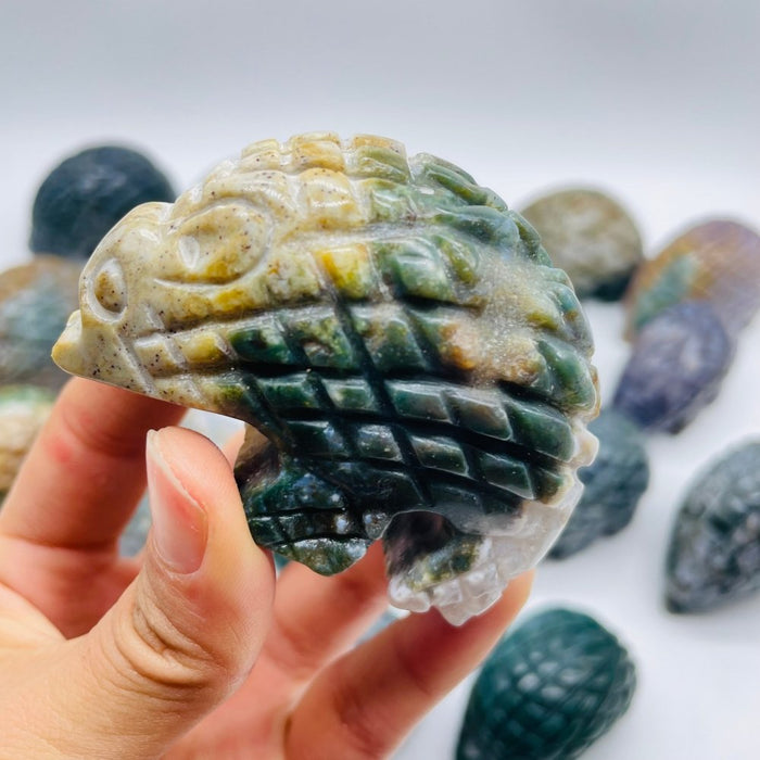 20 Pieces Large Ocean Jasper Hedgehog Carving