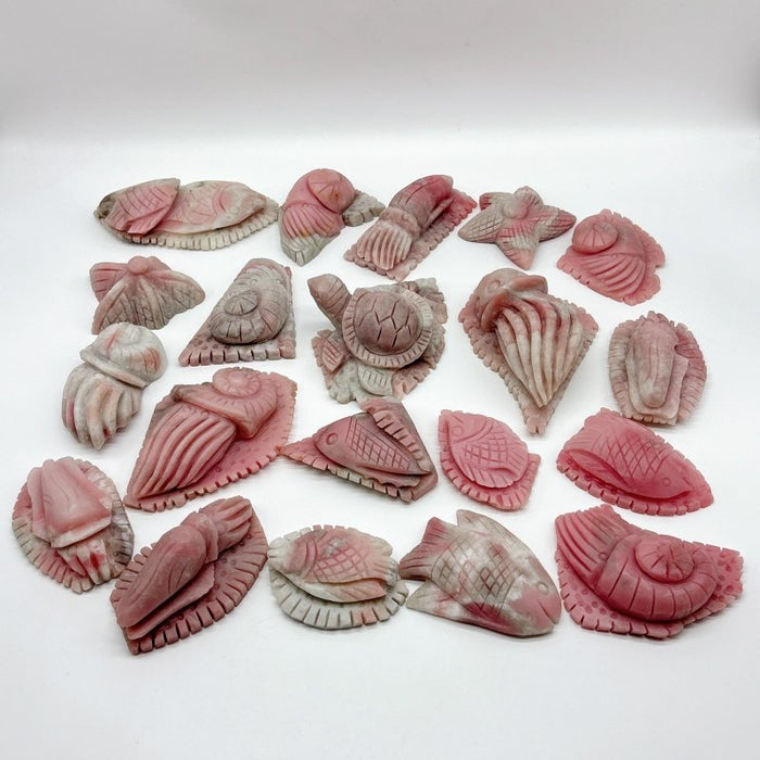 20 Pieces Pink Opal Sea Animals Carving Wholesale
