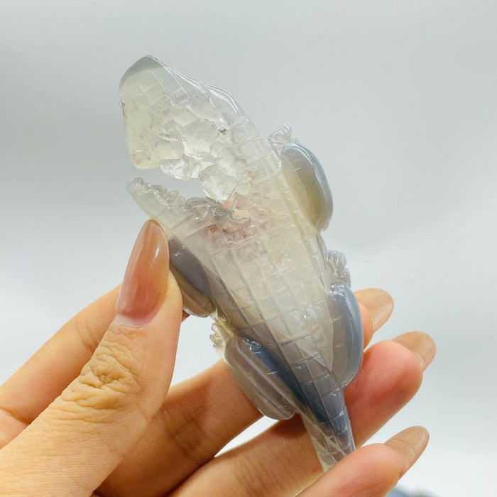21 Pieces Druzy Geode Agate Crocodile Carving(defective)