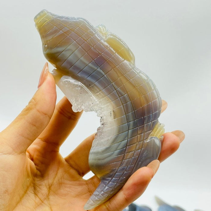 21 Pieces Druzy Geode Agate Crocodile Carving(defective)