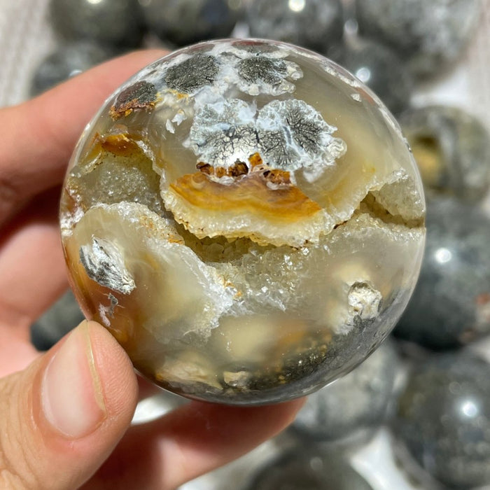 21 Pieces Flower Pyrite Mixed Agate Sphere Ball