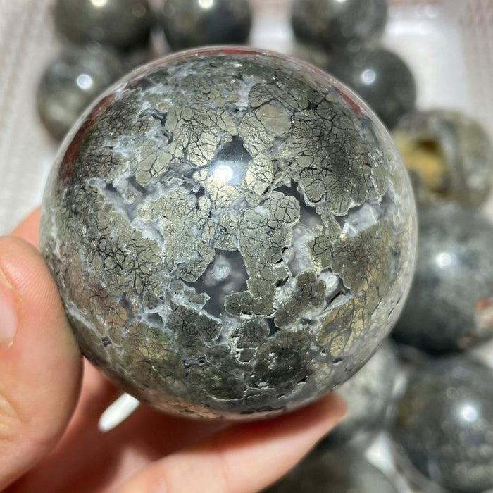 21 Pieces Flower Pyrite Mixed Agate Sphere Ball