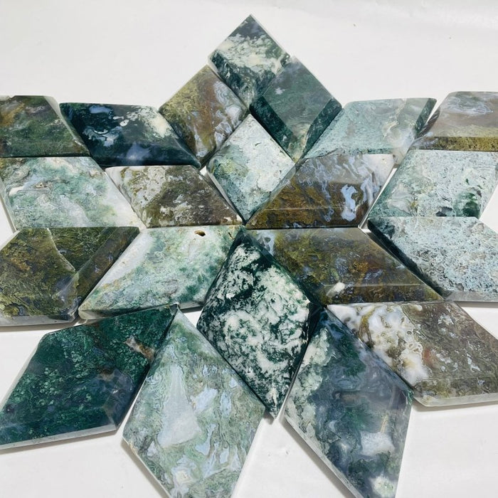 21 Pieces Large Moss Agate Rhombus Shaped