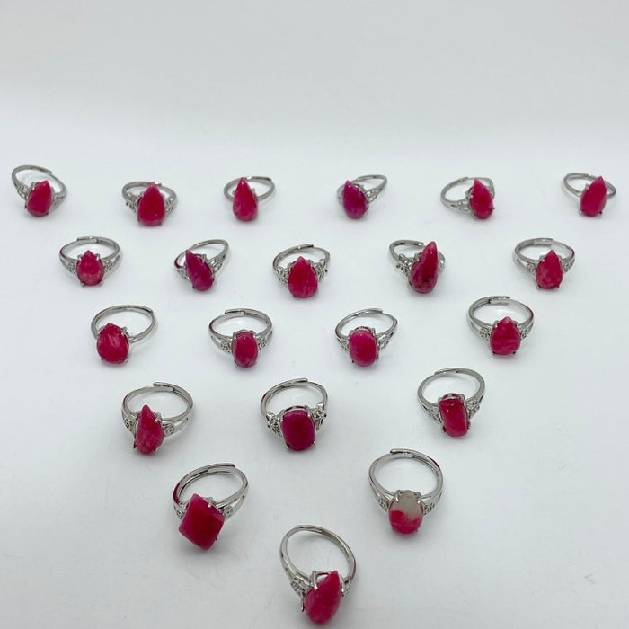 21 Pieces Pink Rhodonite Stone Different Styles Shape Ring