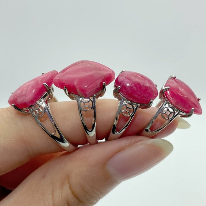 21 Pieces Pink Rhodonite Stone Different Styles Shape Ring