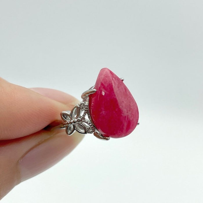 21 Pieces Pink Rhodonite Stone Different Styles Shape Ring