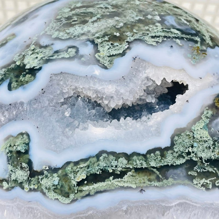21.1lbs Large Druzy Geode Moss Agate Beautiful Sphere