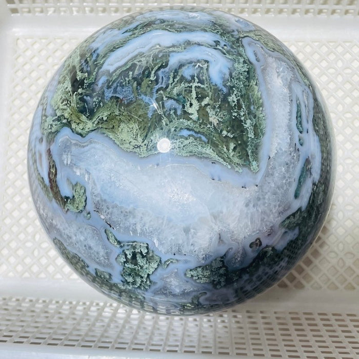 21.1lbs Large Druzy Geode Moss Agate Beautiful Sphere