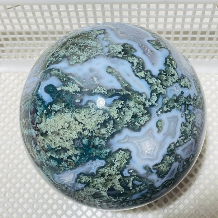 21.1lbs Large Druzy Geode Moss Agate Beautiful Sphere