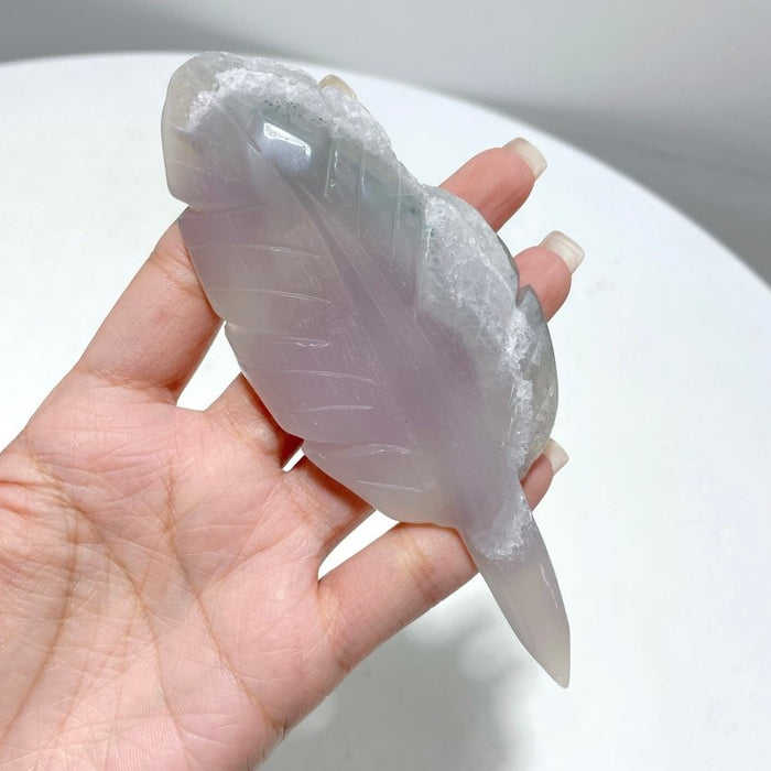 22 Pieces Beautiful Agate Feather Carving Closeout