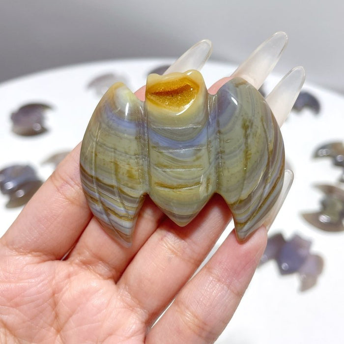 22 Pieces Beautiful Geode Druzy Agate Bat Carving