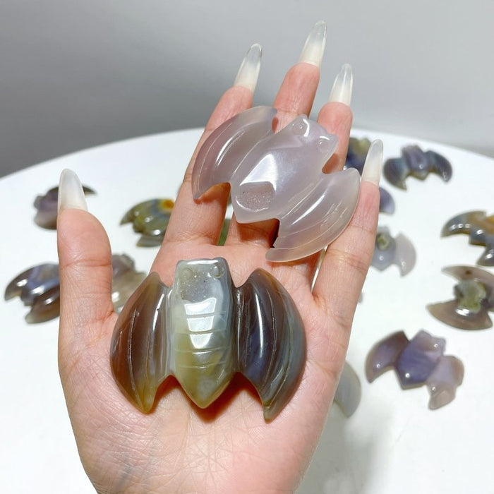 22 Pieces Beautiful Geode Druzy Agate Bat Carving