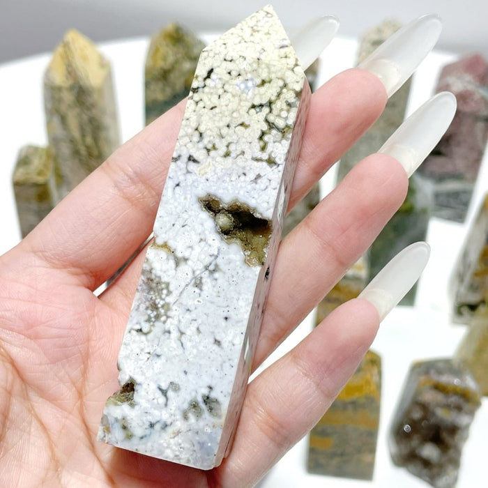 23 Pieces Beautiful Vein Ocean Jasper Four-sided Tower Points