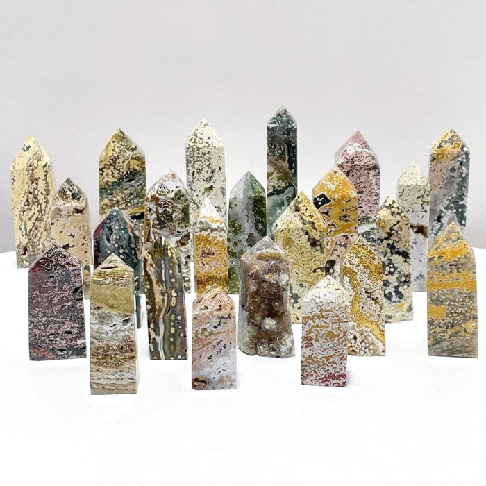 23 Pieces Beautiful Vein Ocean Jasper Four-sided Tower Points