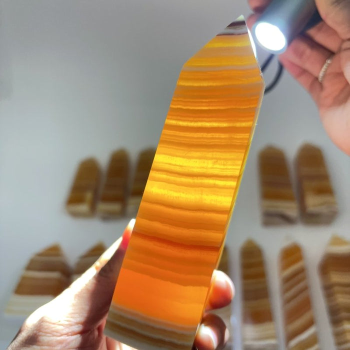 16 Pieces Fat Yellow Calcite Stripe Tower