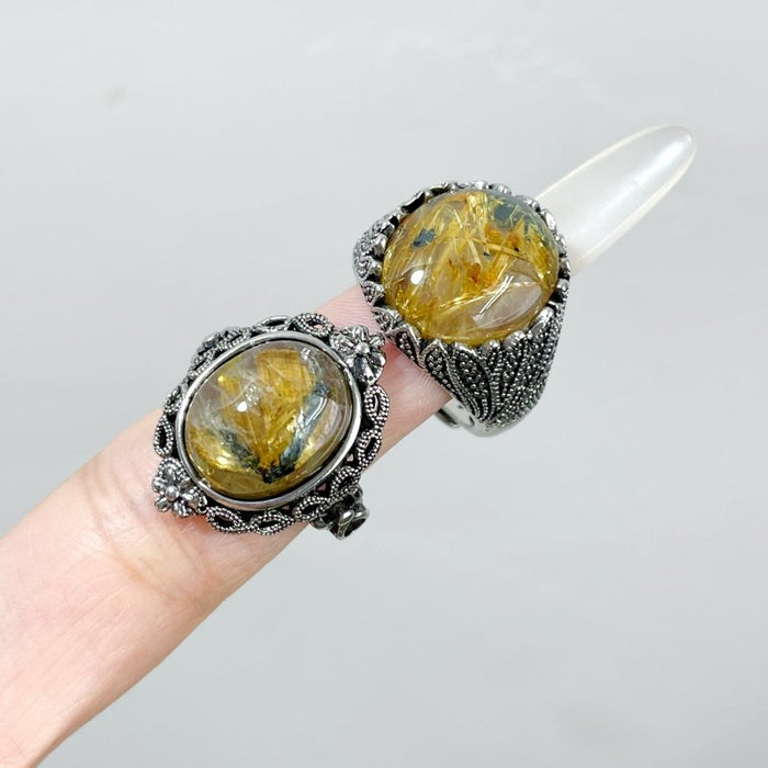 25 Pieces Beautiful Gold Rutile Quartz Different Styles Ring