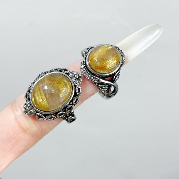 25 Pieces Beautiful Gold Rutile Quartz Different Styles Ring