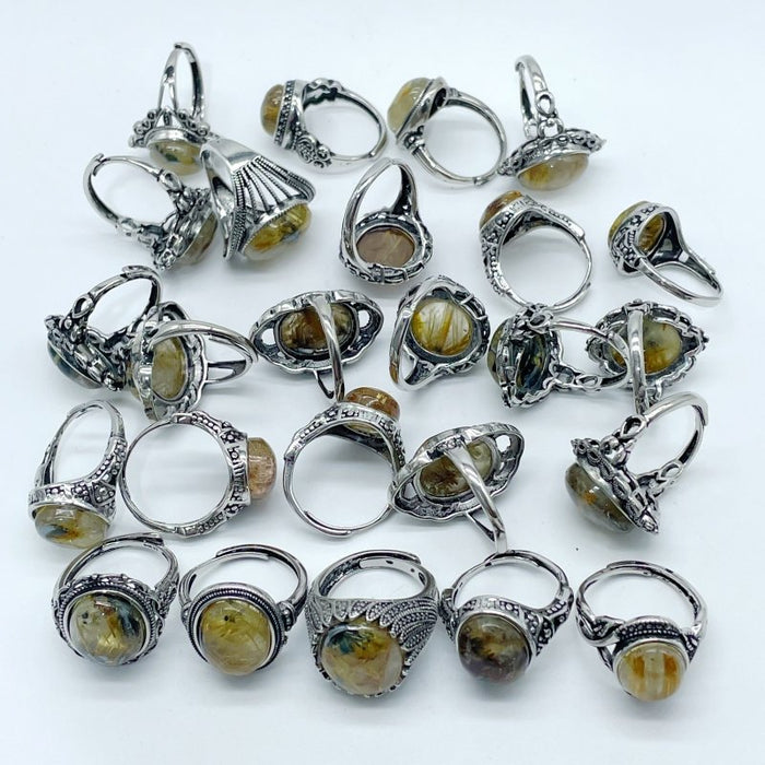 25 Pieces Beautiful Gold Rutile Quartz Different Styles Ring