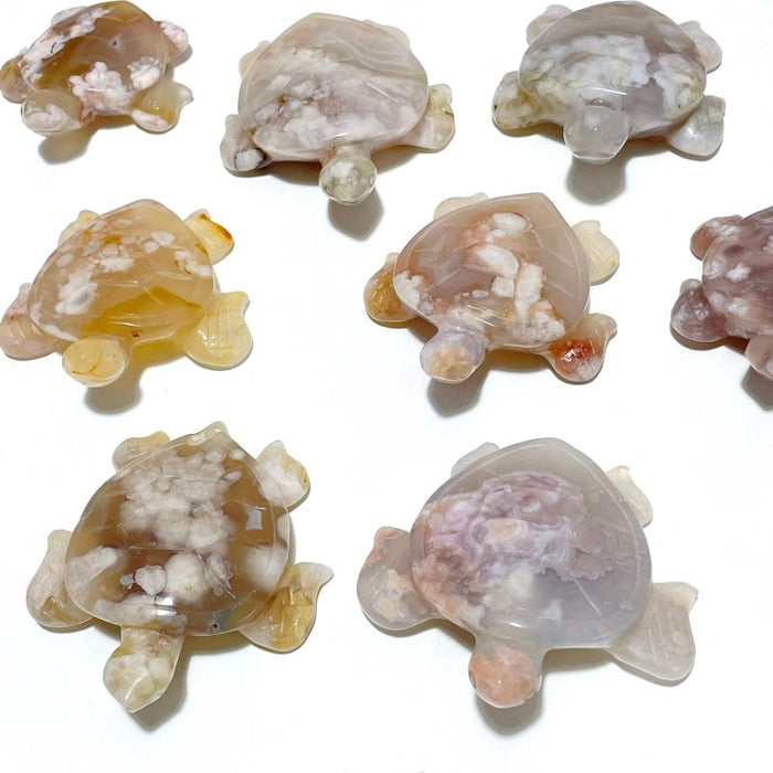 25 Pieces High Quality Sakura Flower Agate Sea Turtle Carving