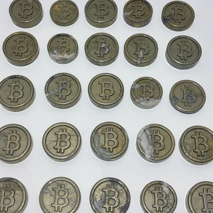 25 Pieces Pyrite Bitcoin Carving