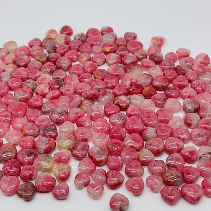 255 Pieces High Quality Pink Rhodonite Mixed Quartz Mini Heart DIY Pendant