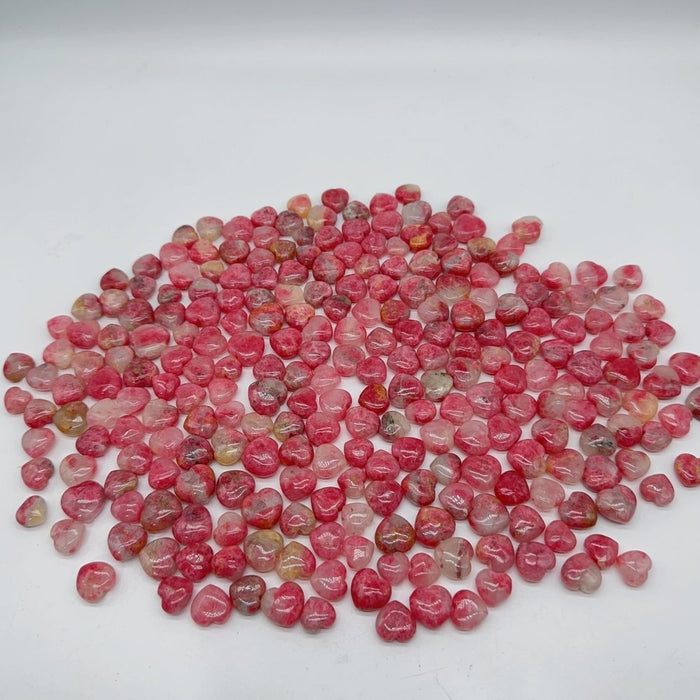255 Pieces High Quality Pink Rhodonite Mixed Quartz Mini Heart DIY Pendant