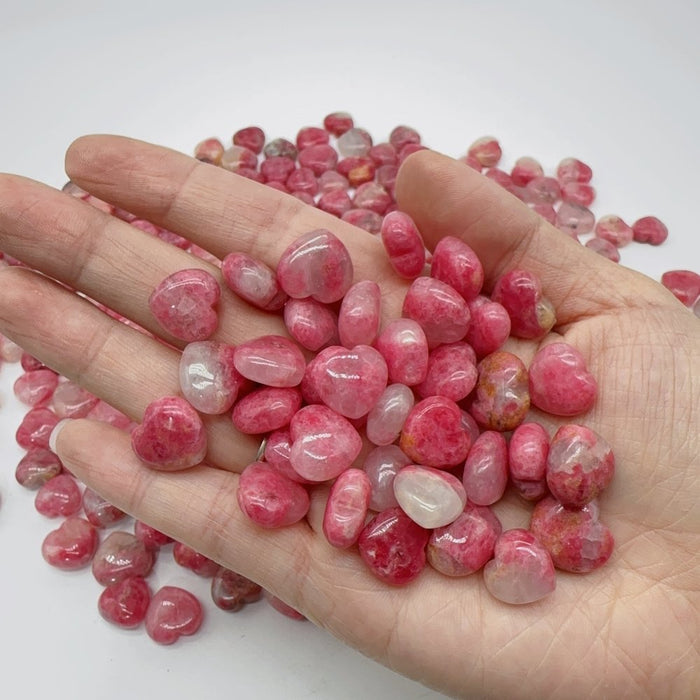 255 Pieces High Quality Pink Rhodonite Mixed Quartz Mini Heart DIY Pendant