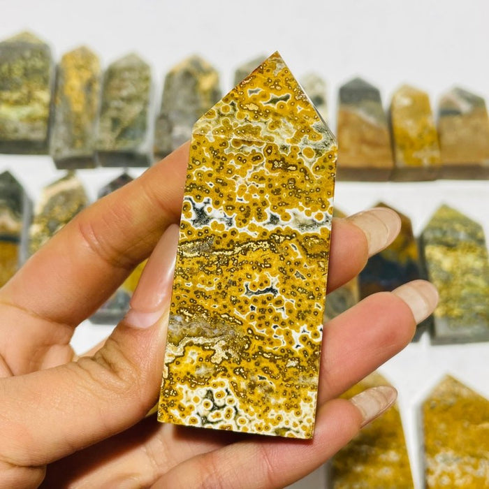 27 Pieces 8th Vein Yellow Ocean Jasper Four-Sided Points