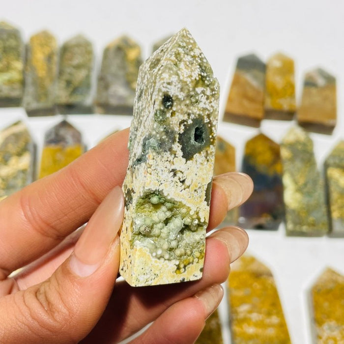 27 Pieces 8th Vein Yellow Ocean Jasper Four-Sided Points