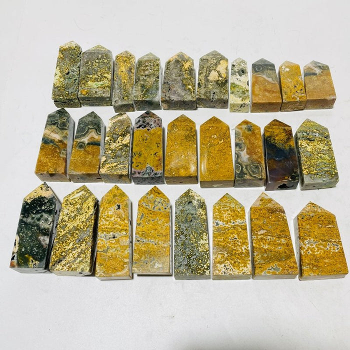 27 Pieces 8th Vein Yellow Ocean Jasper Four-Sided Points