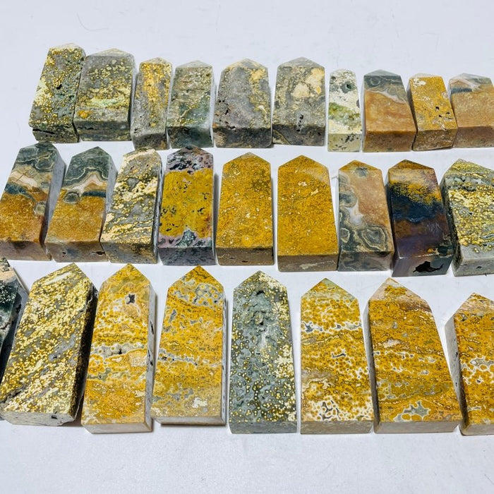 27 Pieces 8th Vein Yellow Ocean Jasper Four-Sided Points