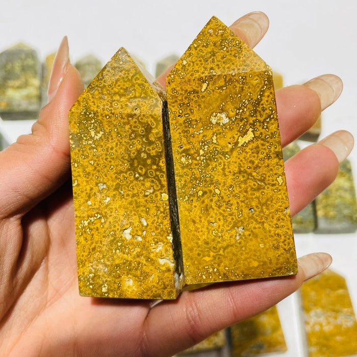 27 Pieces 8th Vein Yellow Ocean Jasper Four-Sided Points