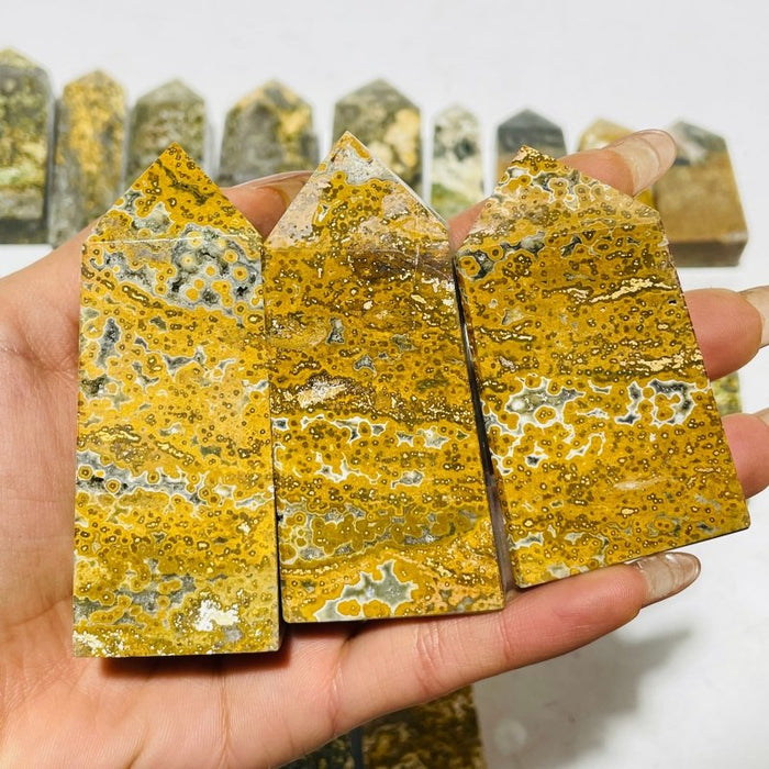 27 Pieces 8th Vein Yellow Ocean Jasper Four-Sided Points