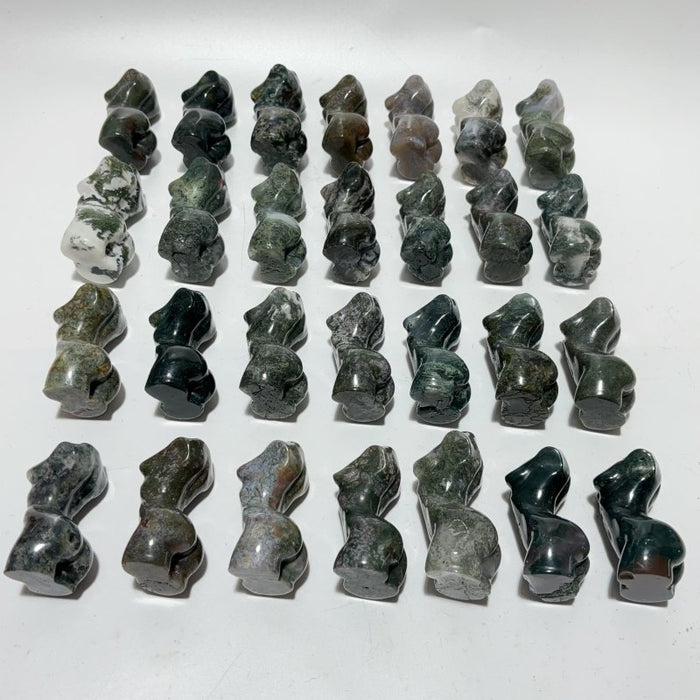 28 Pieces Beautiful Moss Agate Goddess Crystal Carving