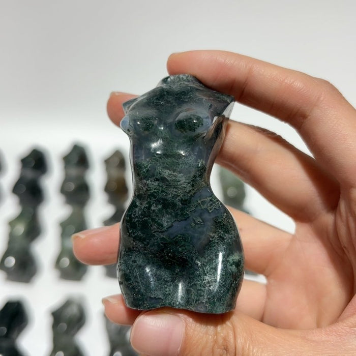 28 Pieces Beautiful Moss Agate Goddess Crystal Carving