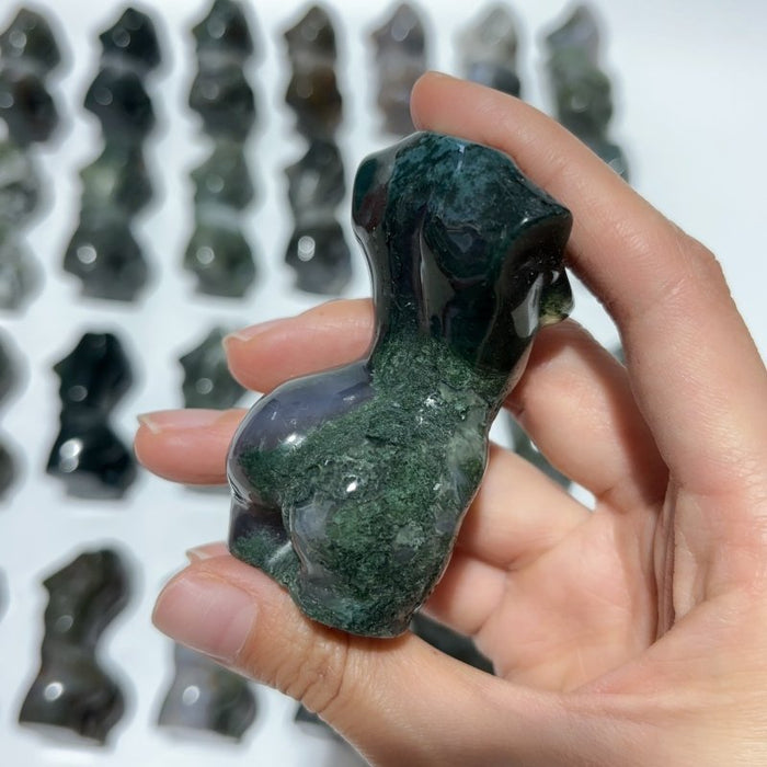 28 Pieces Beautiful Moss Agate Goddess Crystal Carving