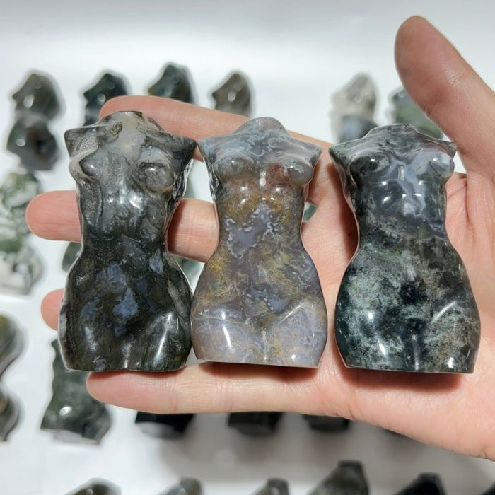 28 Pieces Beautiful Moss Agate Goddess Crystal Carving