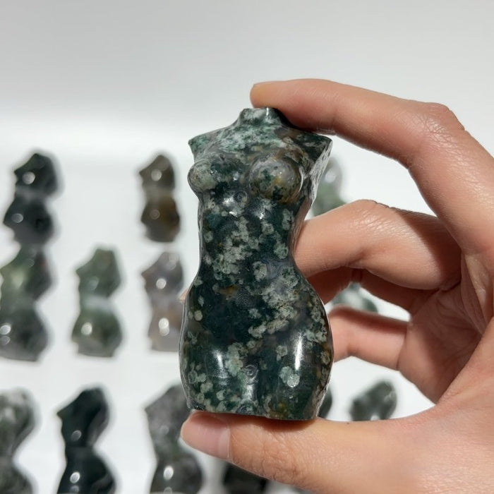 28 Pieces Beautiful Moss Agate Goddess Crystal Carving