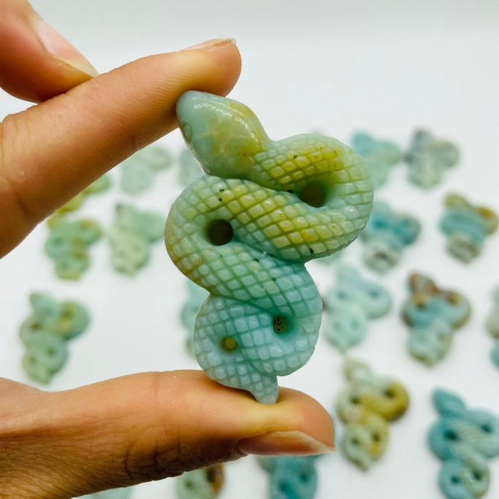 28 Pieces Blue Caribbean Calcite Snake Carving