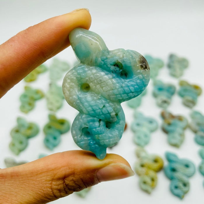 28 Pieces Blue Caribbean Calcite Snake Carving
