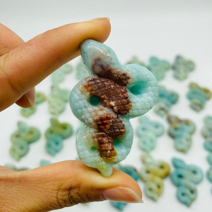 28 Pieces Blue Caribbean Calcite Snake Carving