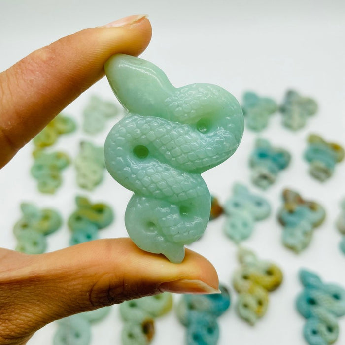28 Pieces Blue Caribbean Calcite Snake Carving