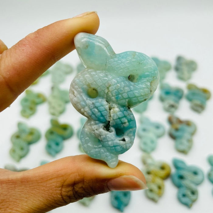 28 Pieces Blue Caribbean Calcite Snake Carving