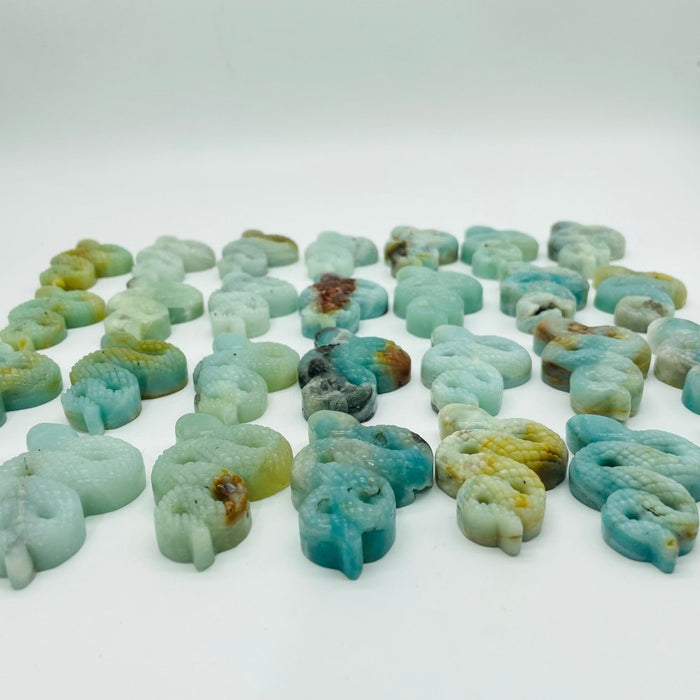 28 Pieces Blue Caribbean Calcite Snake Carving
