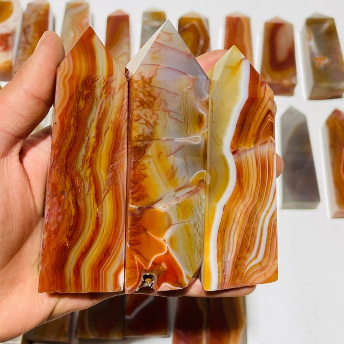 28 Pieces Four-Sided Carnelian Points